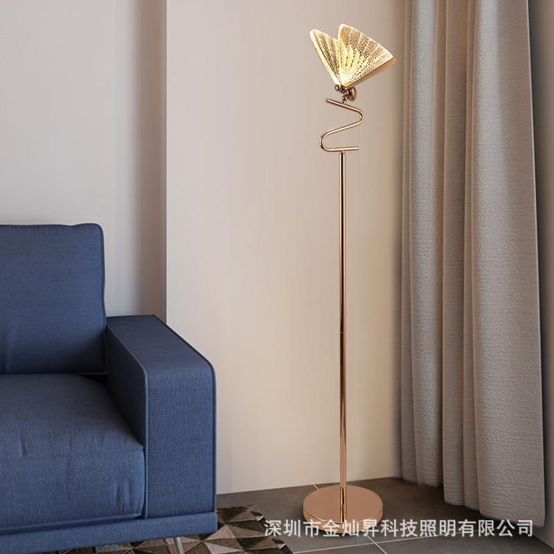 Nordic minimalist floor lamp modern living room study bedroom bedside lamp INS vertical girl butterfly neutral light lamp