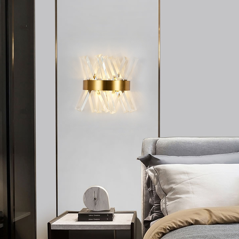 Minimalist crystal golden wall lamp