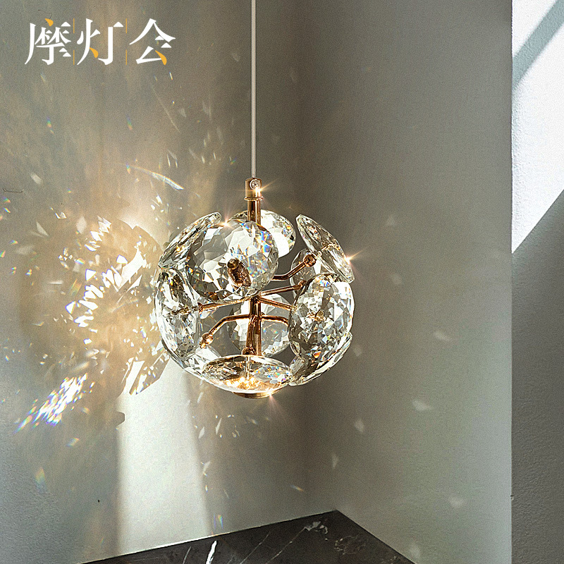 Modern style crystal LED Crystal Ball Pendant Hanging lamp for Bedroom Living Room