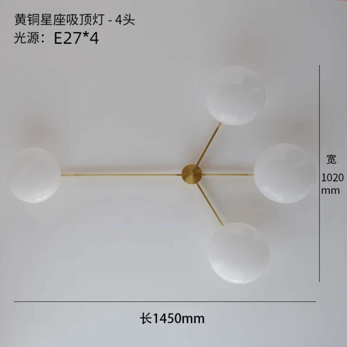 N-Lighten New Modern Fan style milky glass gold finish body LED chandelier for living room bedroom hall