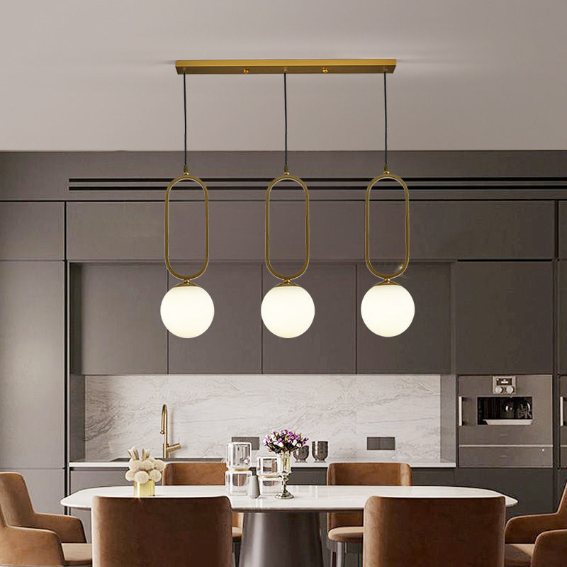 Nordic creative home decoration lighting three-headed wrought iron glass restaurant bar lamp designer modeling lamps