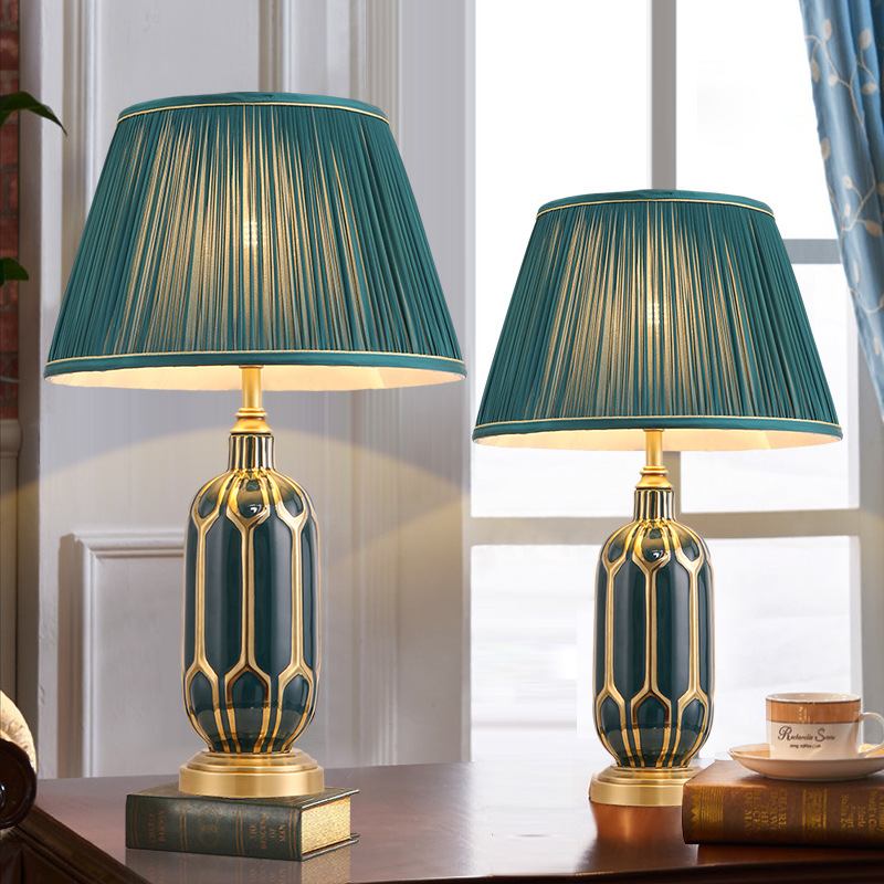 ceramic table lamp bedroom bedside table lamp American warm study lamp new retro luxury living room lamp