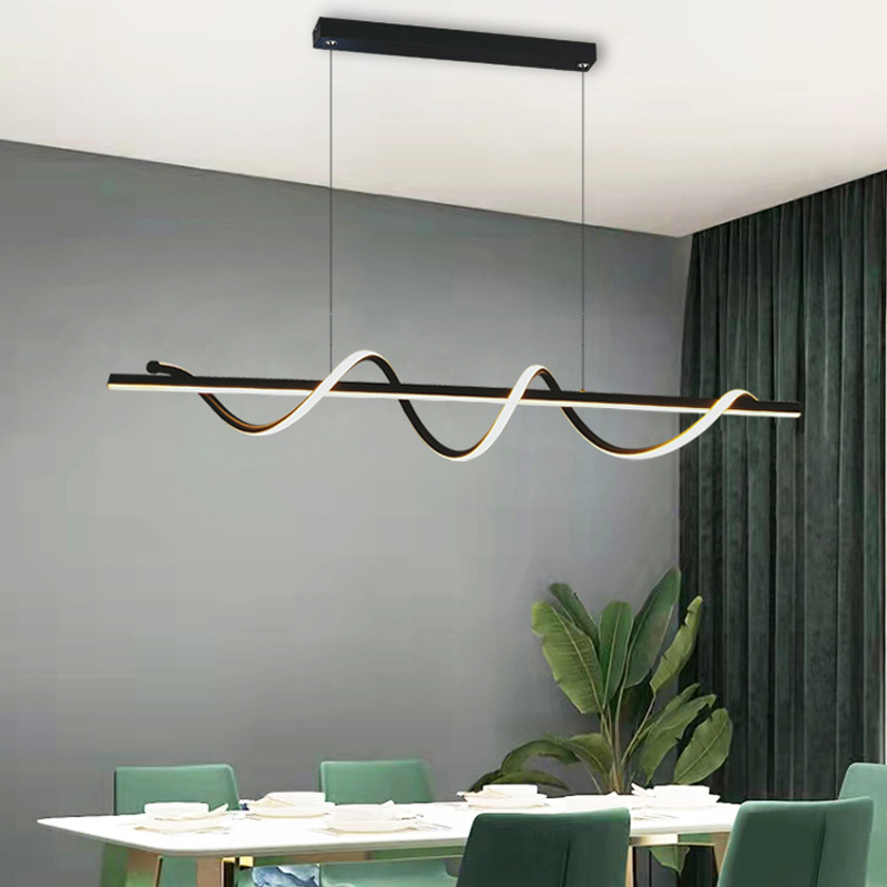 Modern style golden/ black wave LED chandelier Dining room bedroom
