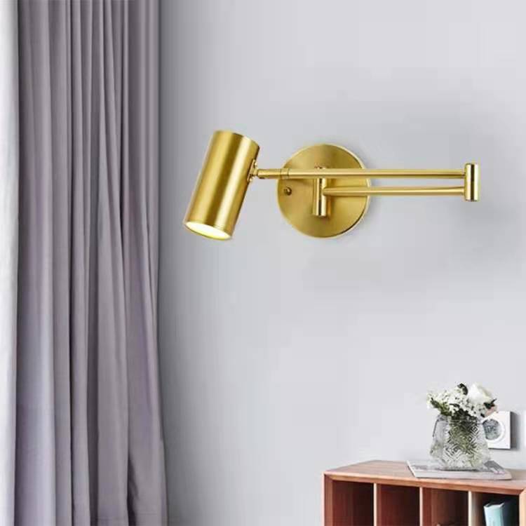 Nordic minimalist goldn/black folding telescopic long rocker wall lamp for bedroom bedside reading lamp study lamp