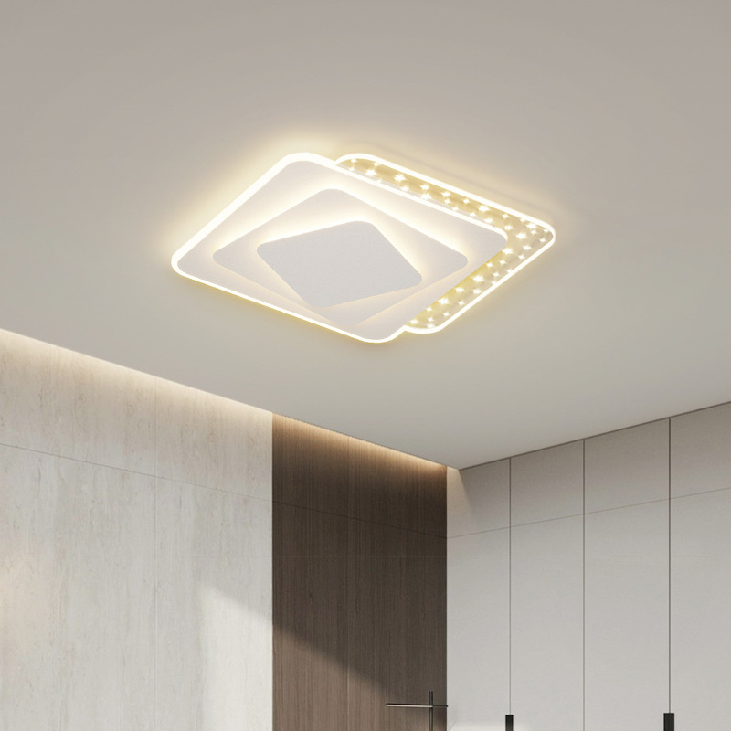 Modern minimalist Ultra-thin square white body celling lamp LED chandelier for livingroom bedroom