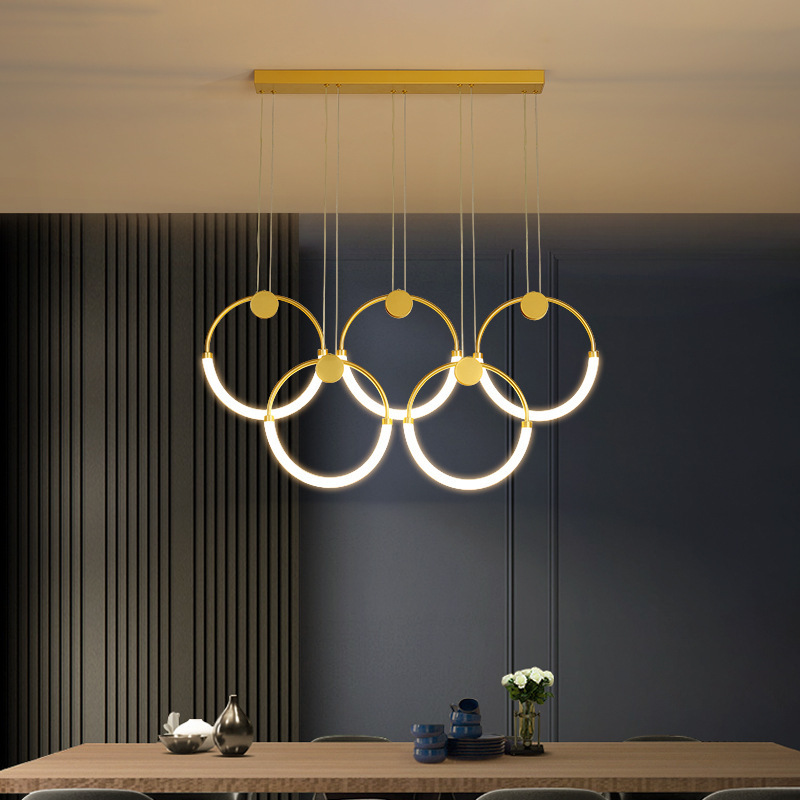 Nordic restaurant chandelier creative postmodern minimalist personality ring bar dining room front desk acrylic lamp