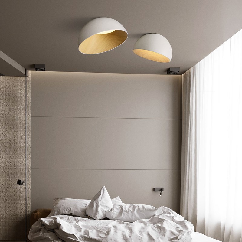 N-Lighten Modern minimalist living room bedroom oval shape black /white LED metal wood ceiling light chandelier