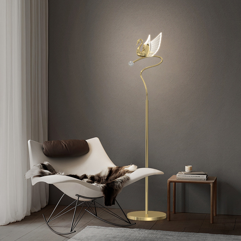 Creative designer art living room sofa swan vertical lamp bedroom study led decorative lamp Nordic floor lamp