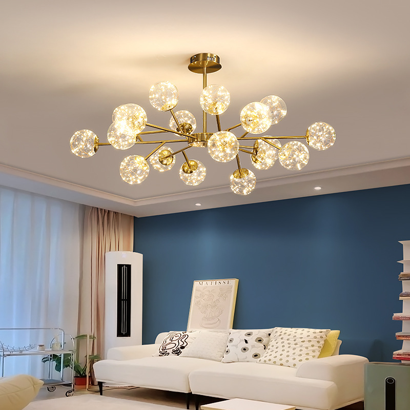 Living room chandelier creative LED bedroom new Nordic modern minimalist atmospheric lamps chandelier