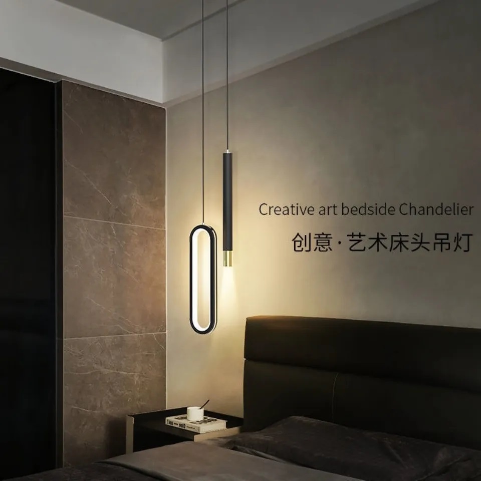 Modern minimalist bedroom pendant lamp Nordic marble base living room golden acrylic LED pendant lamp