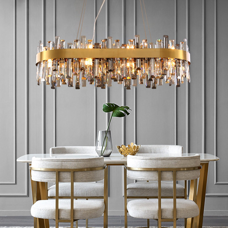Stainless steel living room luxury crystal chandelier