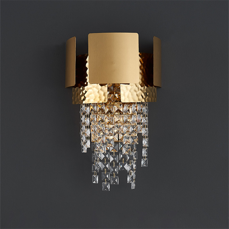 Designer Light Luxury Crystal Wall Lamp Personality Creative Background Wall Hotel Guest Room Aisle Living Room Bedroom Bedside Wall Lamp