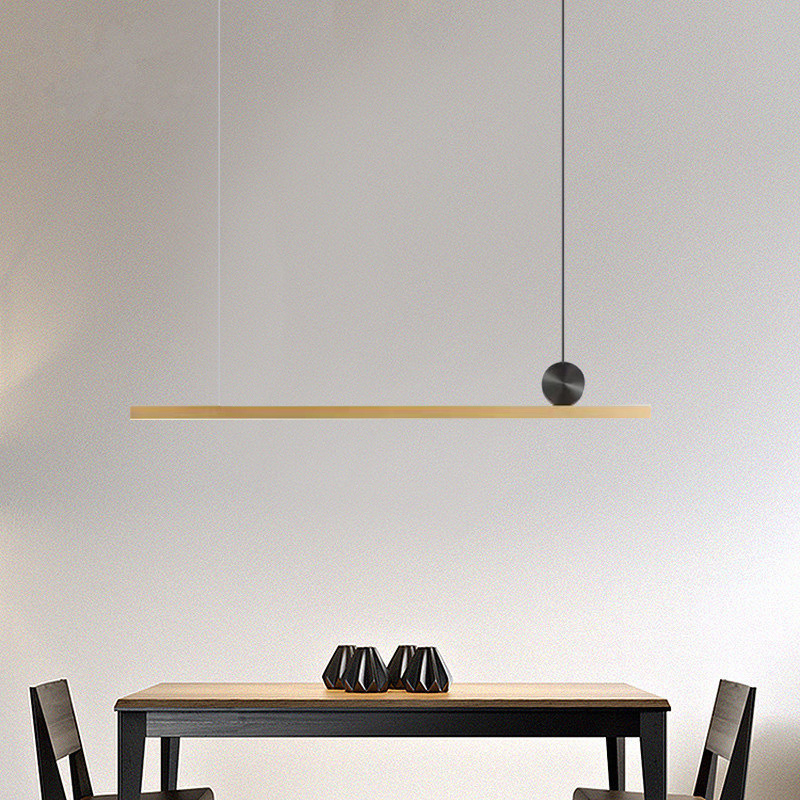 Minimalist long restaurant chandelier Nordic office geometric lines simple light luxury tea table long bar one-shaped lighting