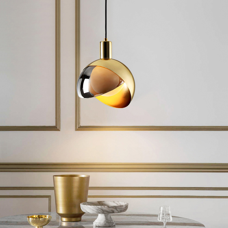 Nordic personality Pendant Lamp simple restaurant lamp yellow bronze showcase window bar dining room bedroom bedside pendant lamp