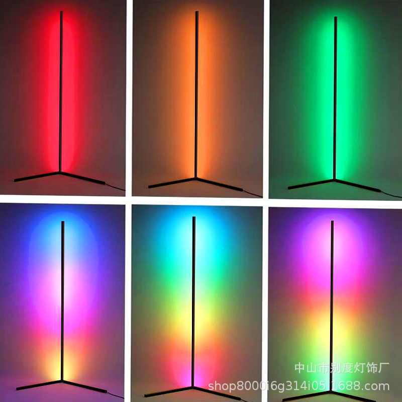 Modern bedroom living room remote control RGB simple colorful LED strip corner floor lamp