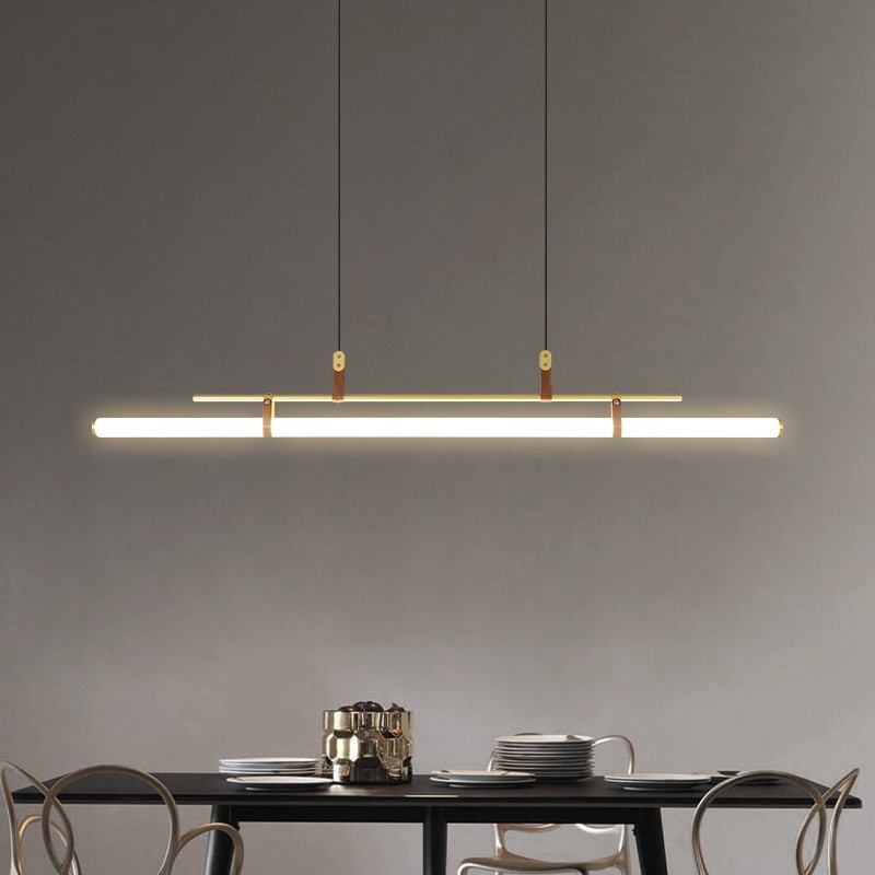 Postmodern minimalist light luxury restaurant designer chandelier acrylic creative bar desk one word long chandelier