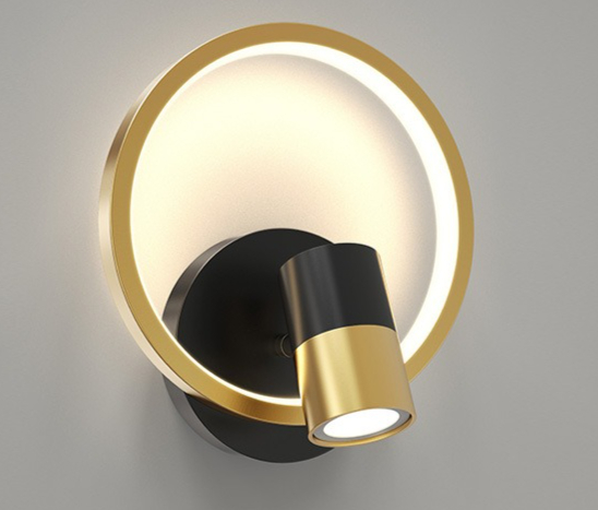 N-Lighten modern style golden black round spot light LED wall lamp for bedside living room