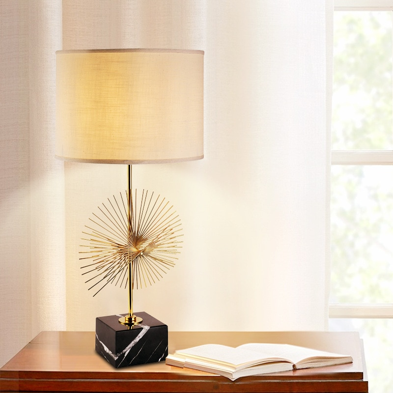 Modern Bronze Electroplating marble base table lamp for bedside dining room