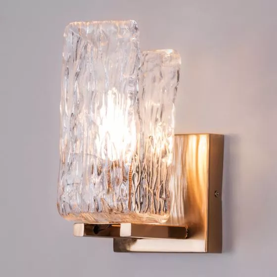 Modern style gold finish square glass LED Wall lamp for Living room bedside