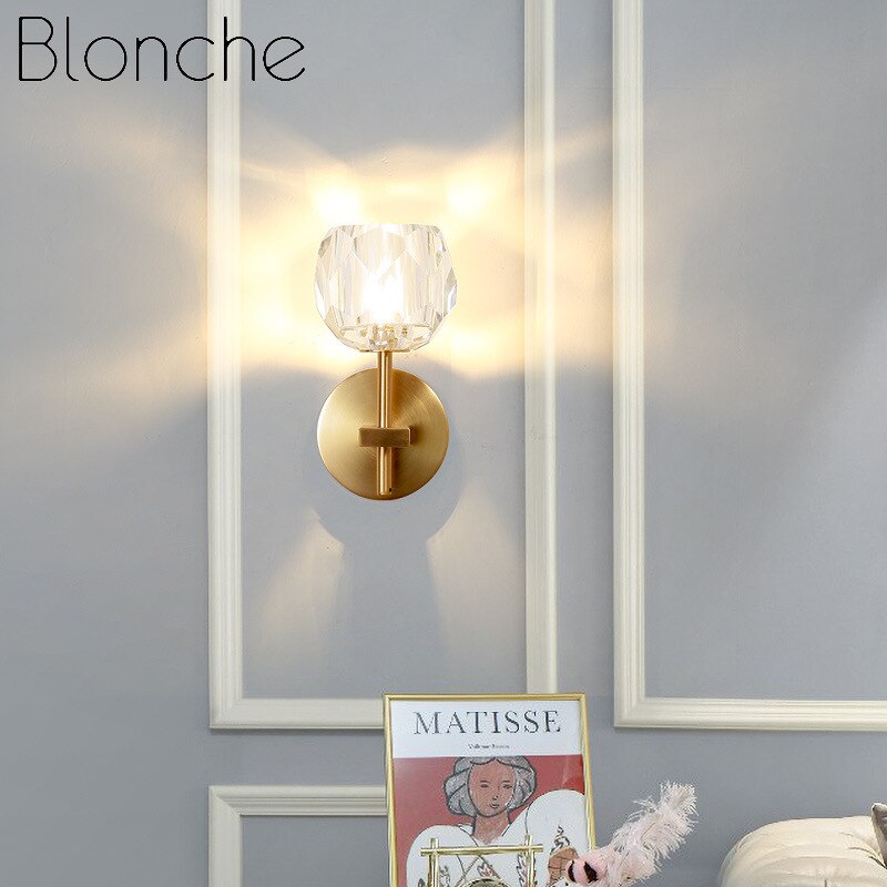 Postmodern Led Wall Light with Crystal for Bedroom, Bedside and living room