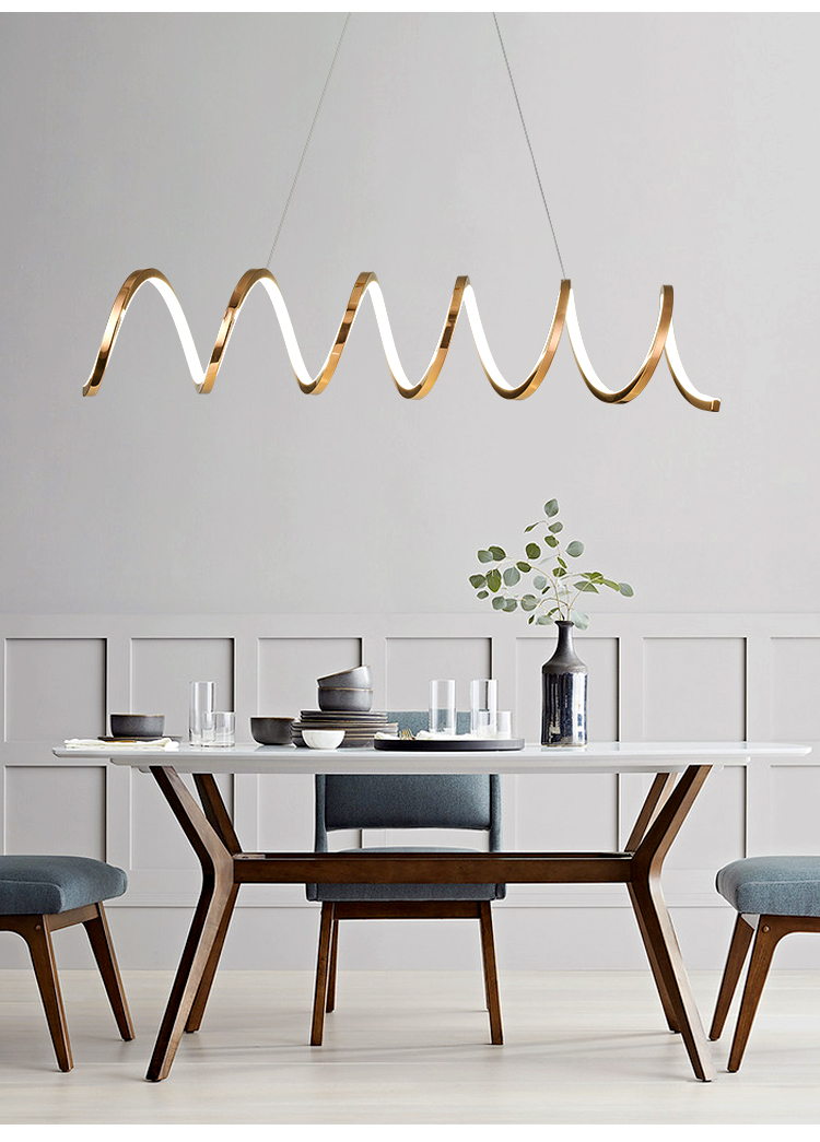 Modern Creative Dining Room Spiral rose gold Chandelier