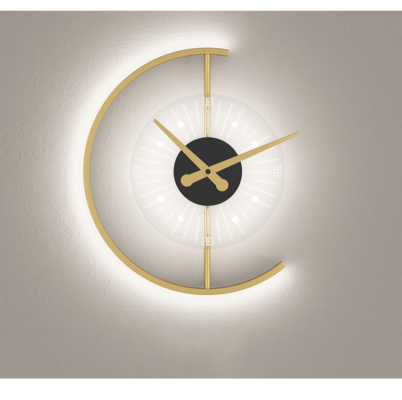 Modern style Nordic LED Clock golden black Wall Lamp For Bedside Corridor Aisle Wall Clock lamp Light Foyer Kitchen Porch