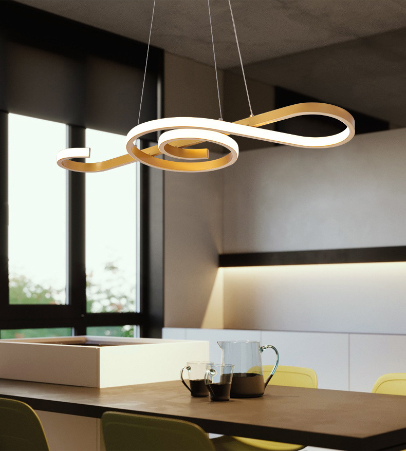 Modern minimalist creative golden LED chandelier for living room bedroom kitchen dining table