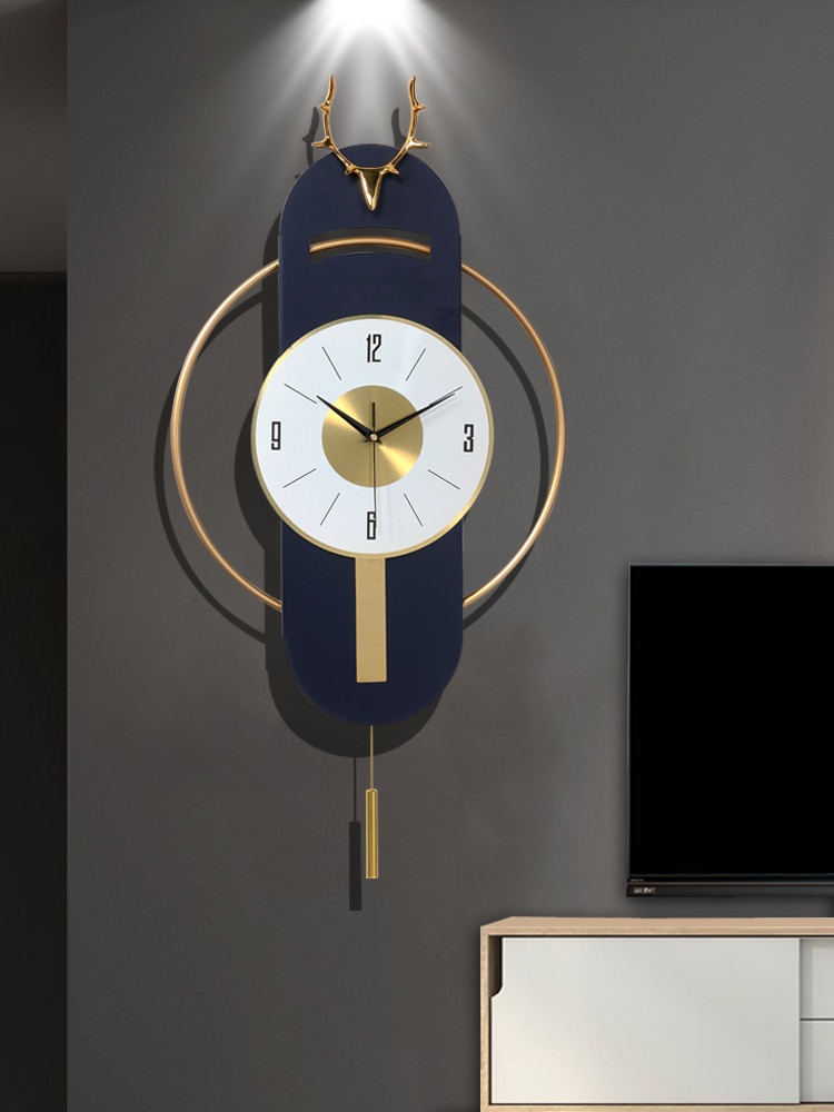 Modern gold finish LED wall clock for living room bedroom