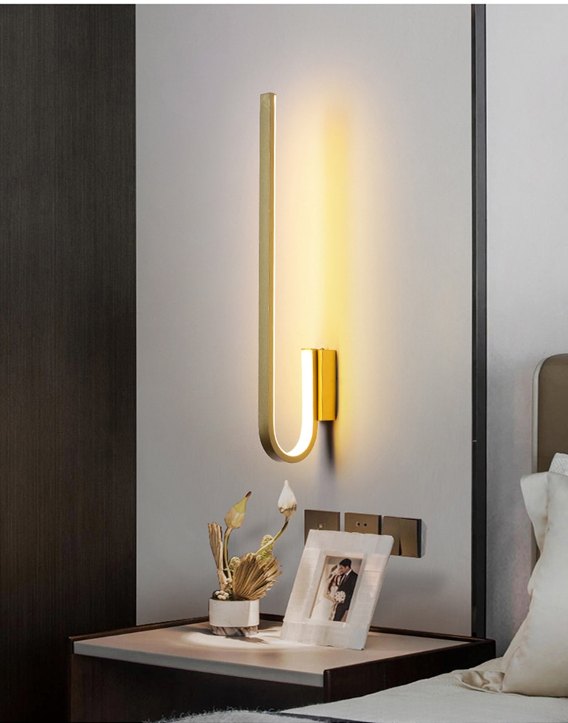 Goldn/Black Led Modern Bedside Wall Lamp