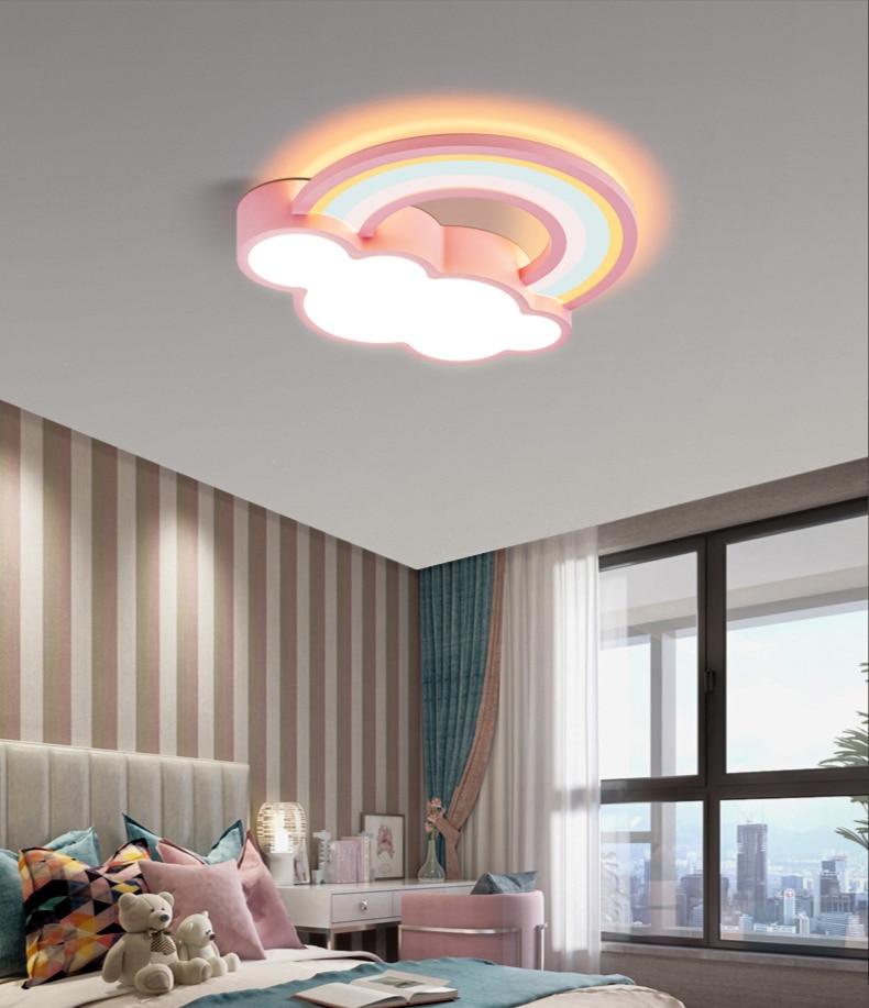 Modern Led Cartoon Ceiling Lamp Chandelier for Kids Room Living Room Bedroom Cloud Rainbow Hotel Apartment Nordic Interior Decor Light