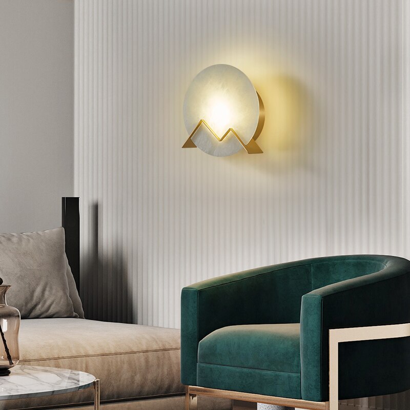 Modern minimalist copper Marble LED wall lamp for living room dining room bedroom bedside hallway
