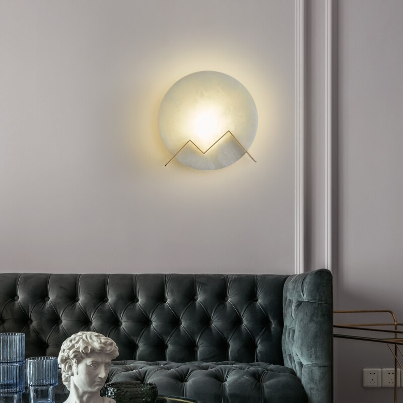 Modern minimalist copper Marble LED wall lamp for living room dining room bedroom bedside hallway