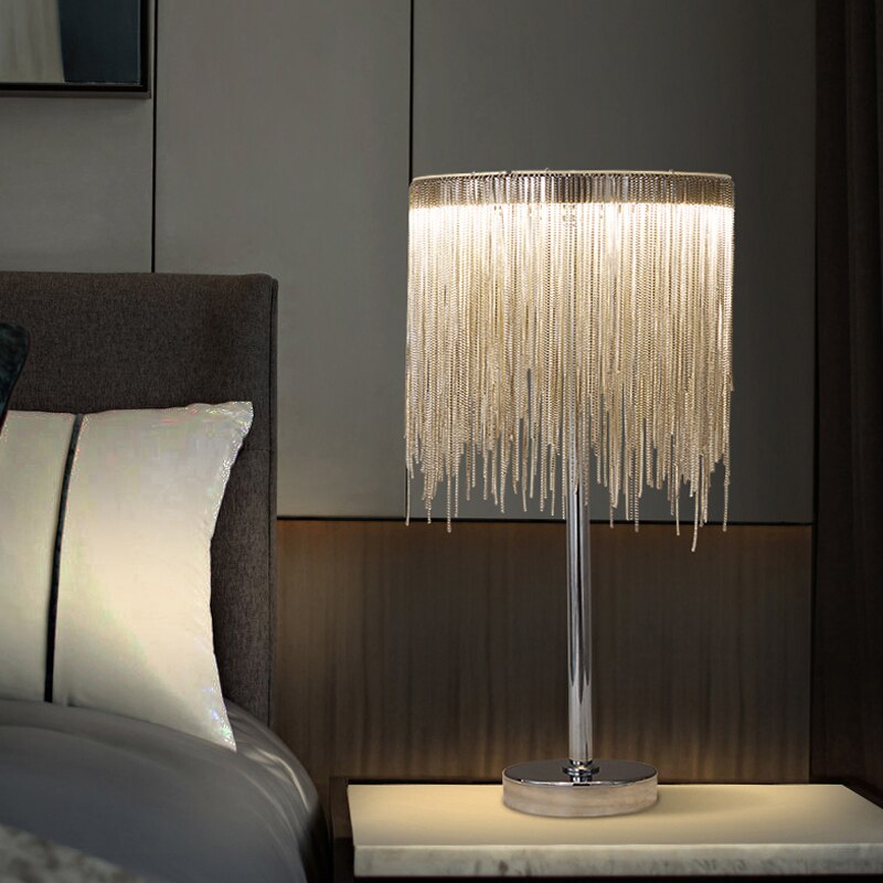 Tassel table lamp Creative personality bedroom table lamp post-modern light luxury living room designer lamp