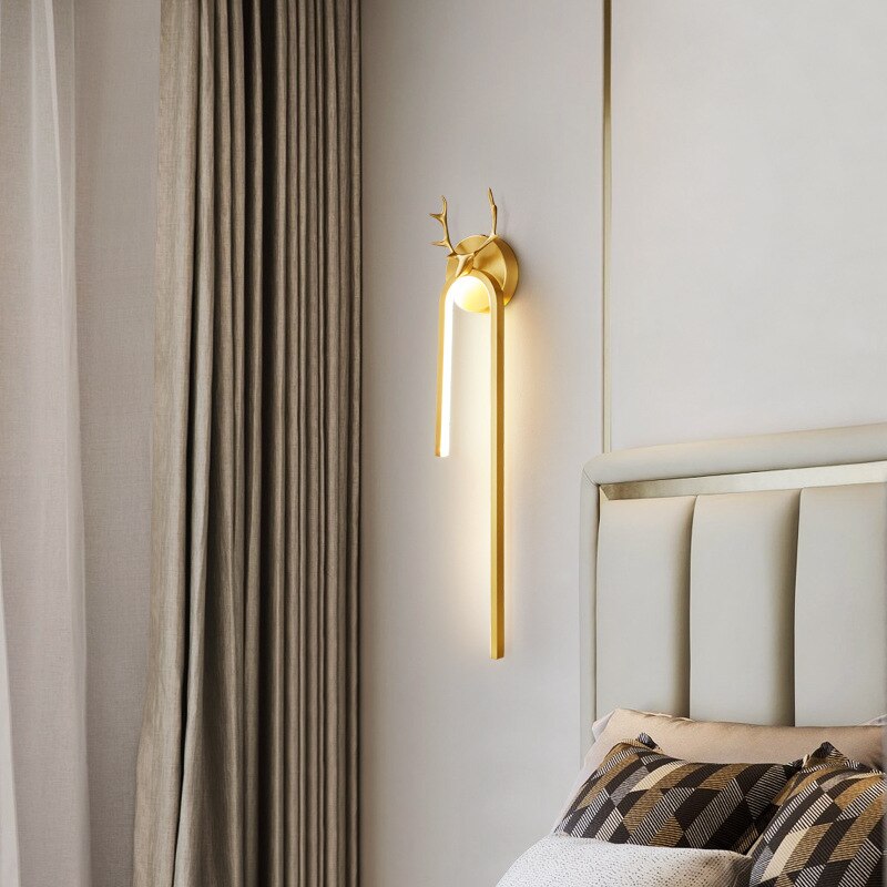Modern minimalist golden acrylic LED wall lamp for bedroom bedside living room
