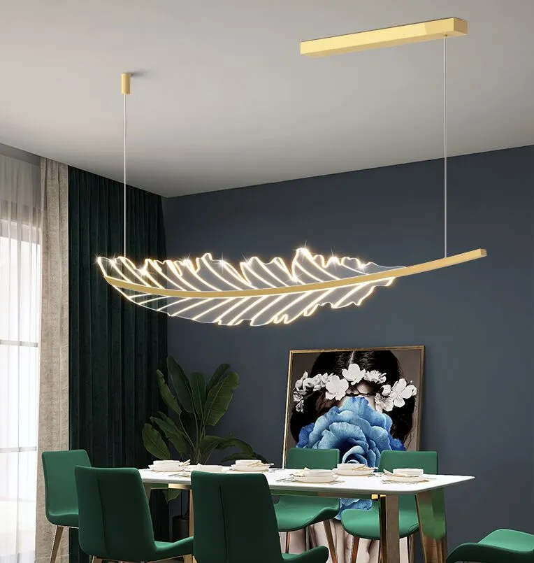 N-Lighten New Modern Creative Banana Leaf LED Linear Chandelier For Dining Area Living room