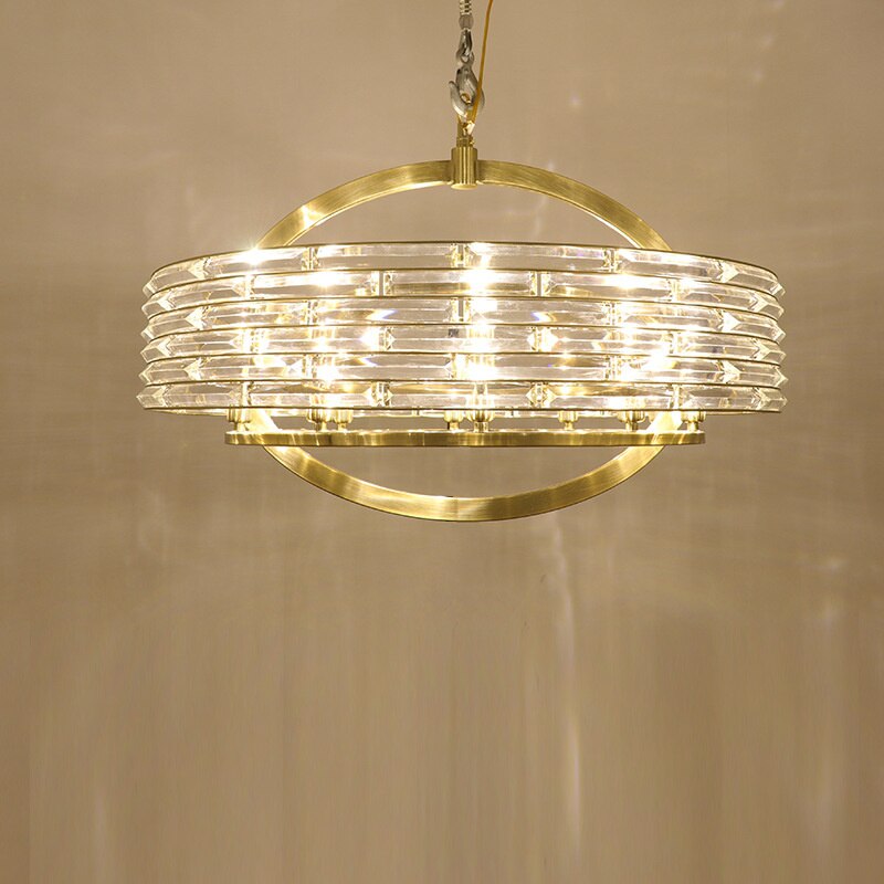 Modern style brass finish led iron scandinavian crystal chandelier for living room hall bed room