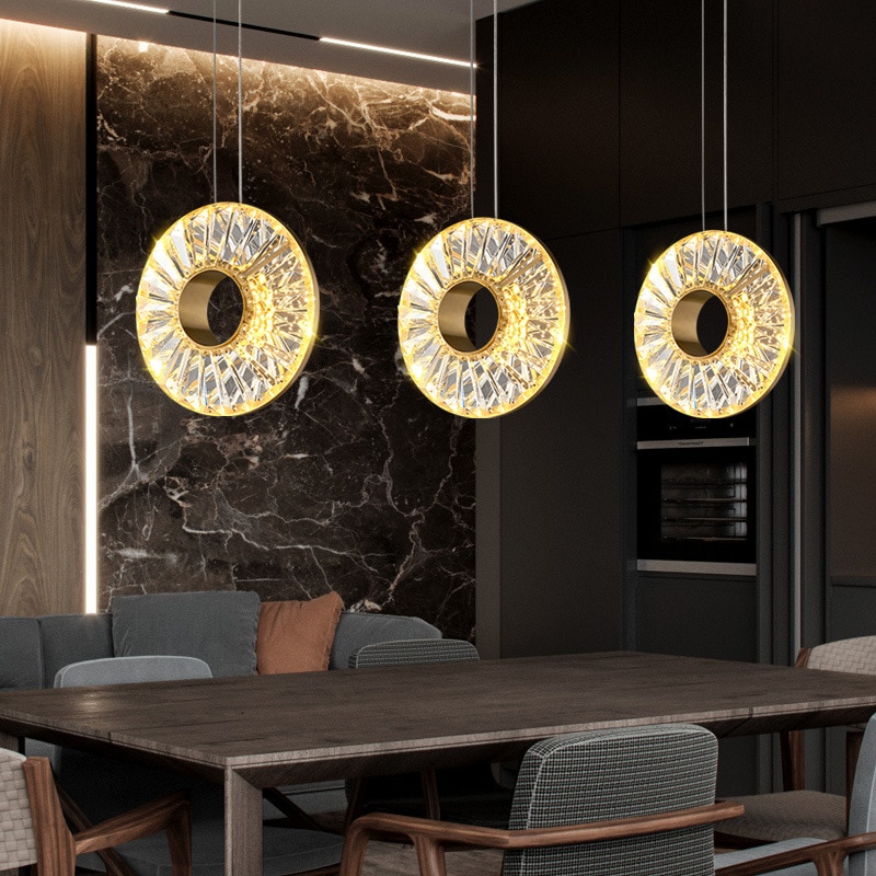 Modern minimalist golden crystal pendant light living room
