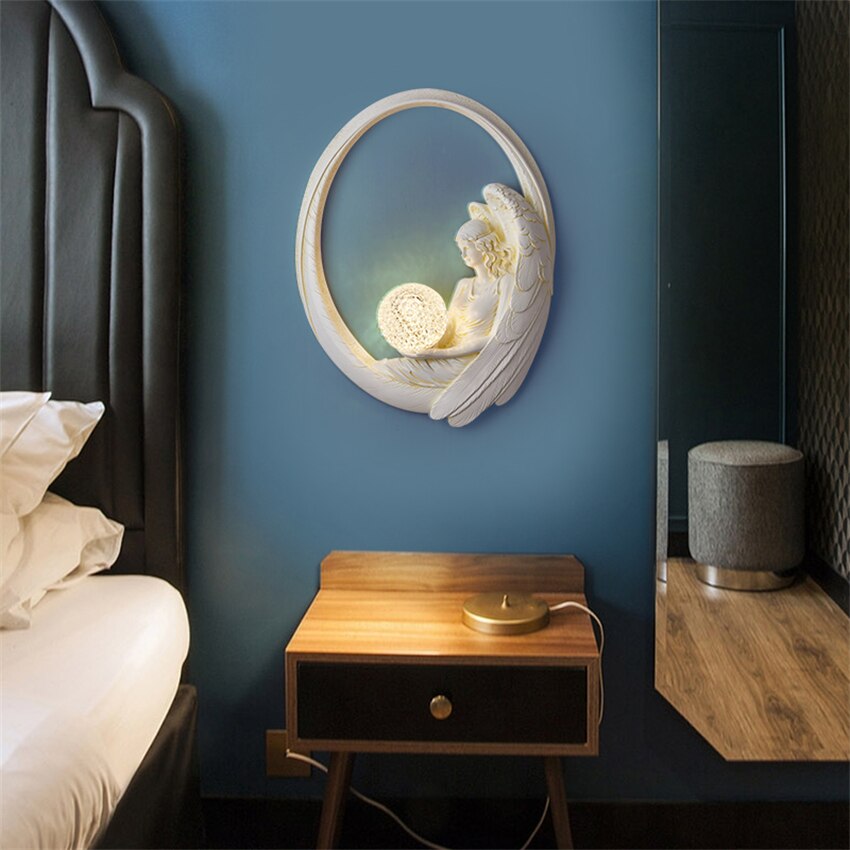 Modern resin round angel wall lamp for living room bedroom