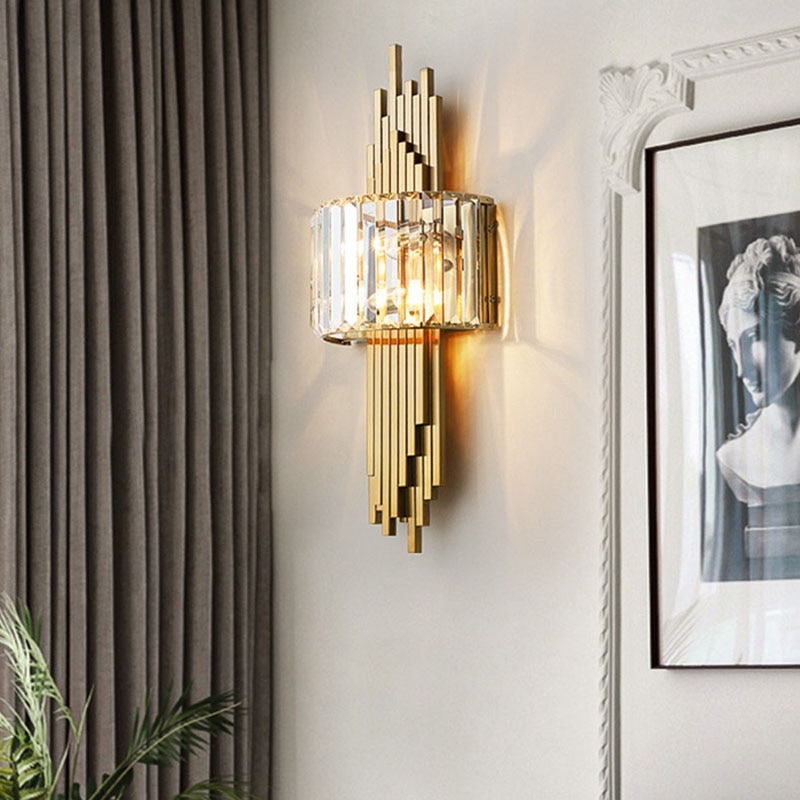 Luxury modern minimalist crystal gold wall living room bedroom bedside atmospheric transition LED indoor lighting