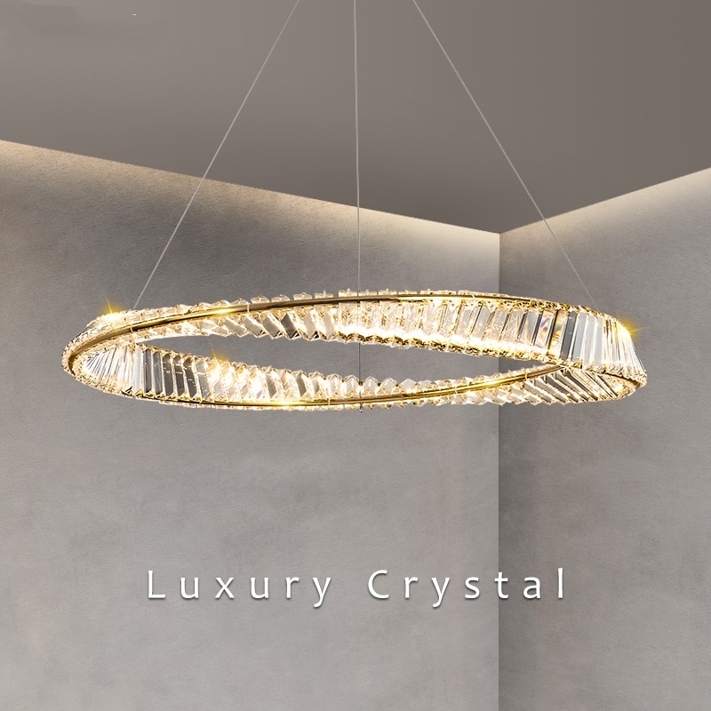 Modern style crystal ring LED chandelier for Living Room Bedroom Dining Room Kitchen 400mm diameter