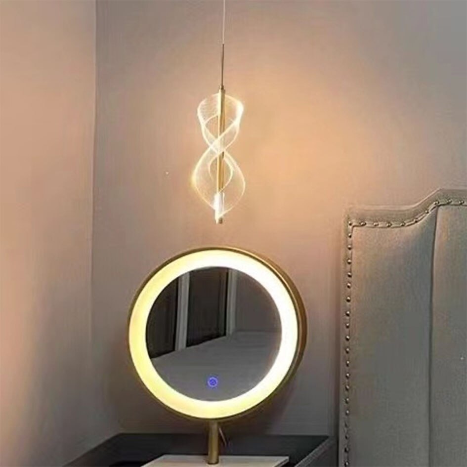 Bedroom bedside Double Helix Acrylic , minimalism, modern minimalism, scandinavian style Pendant Lamp