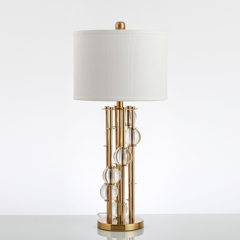 Postmodern style gold body white shade Crystal Table Lamp For Living room Bedside