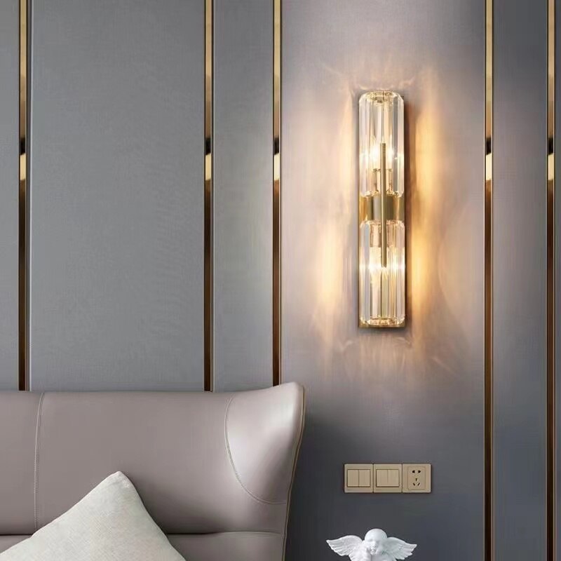 Modern golden crystal wall light for living room bedroom bedside TV background hall corrodor